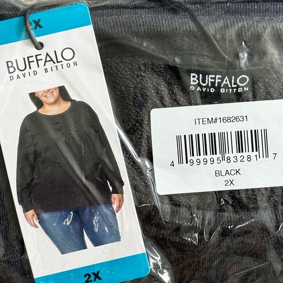 Ladies Buffalo 2X Crewneck Pullover Shirt Top Jersey Terry Cloth Long Sleeve NWT - Picture 7 of 8
